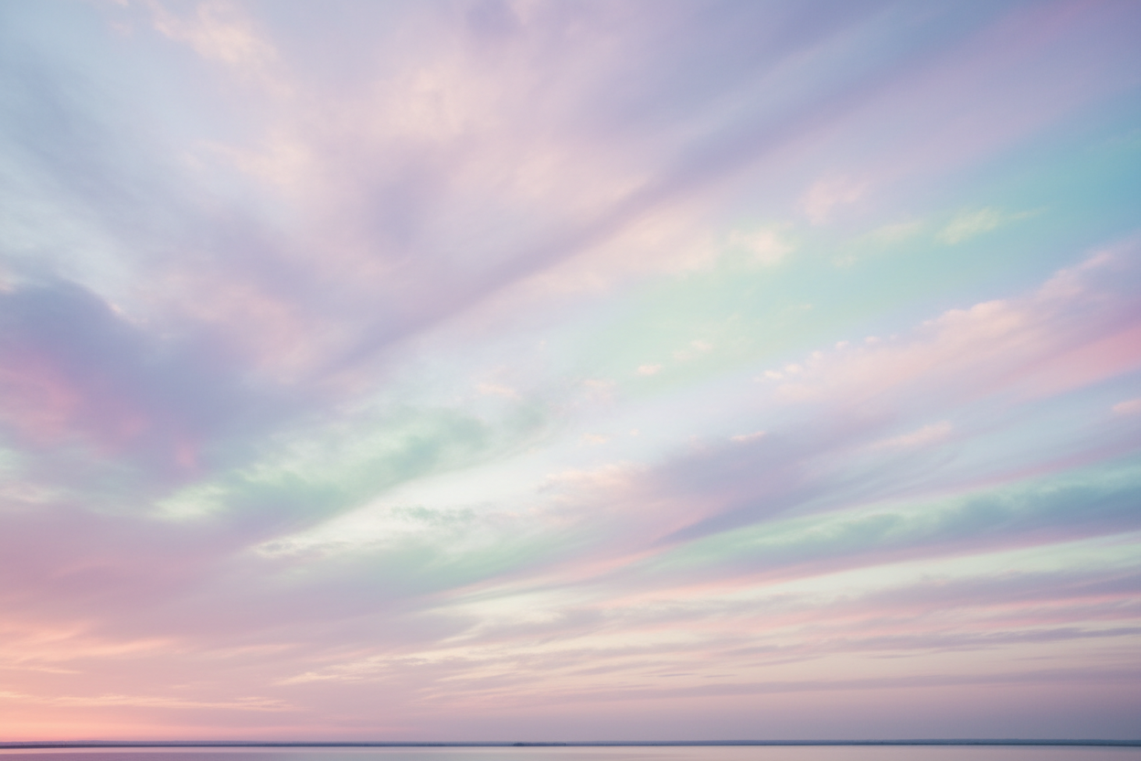 Soft pastel clouds creating a calm, welcoming atmosphere